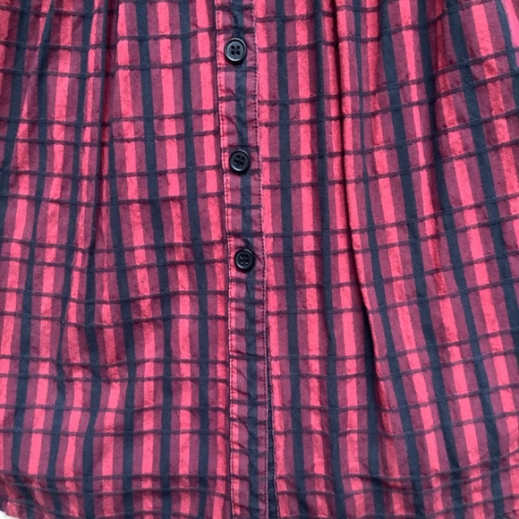 Urban Outfitters Red and Black Plaid Button Up Tunic Top - Picture 4 of 5